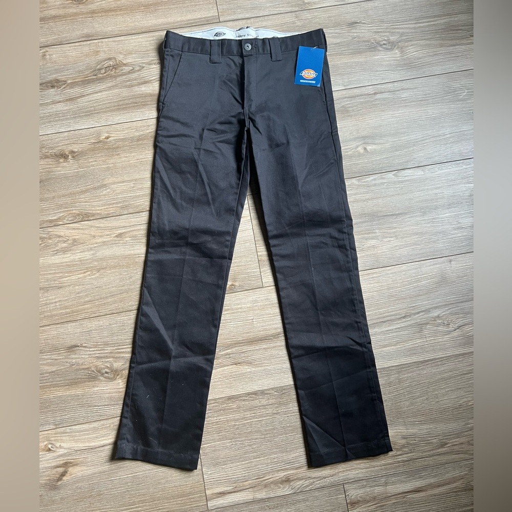 NWT Dickies Boys 18 Skinny Straight Fit Black Dress Pants